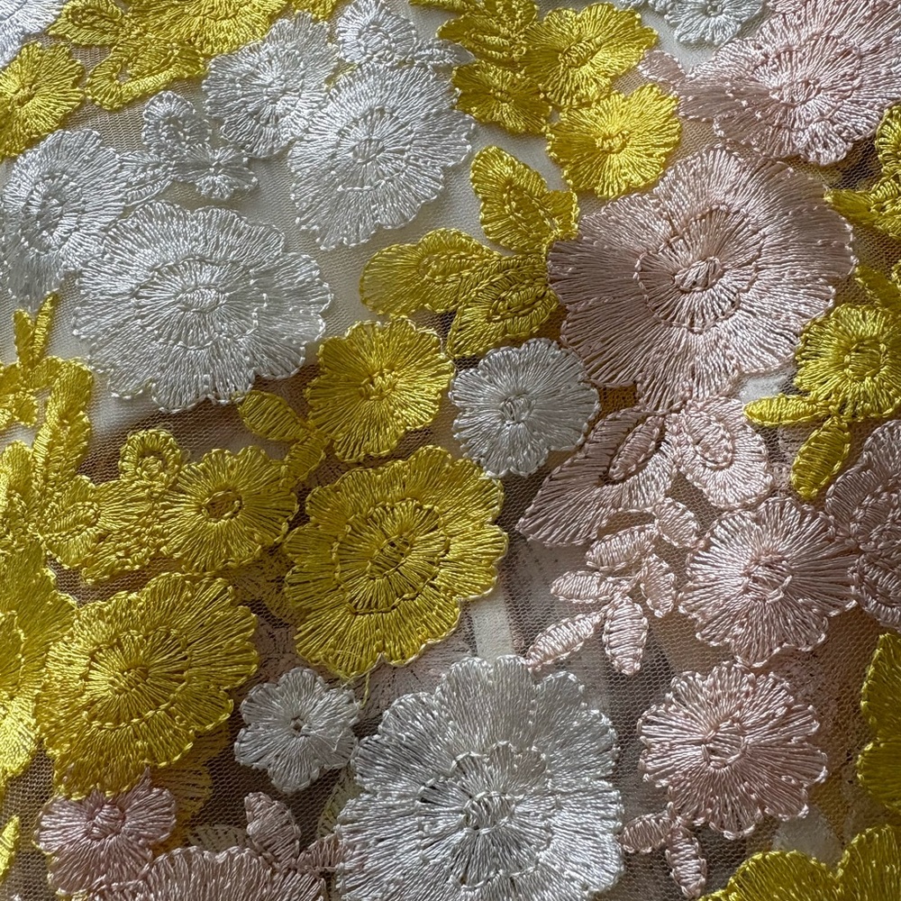 Dress the Population Cream Lace Maxi with Yellow Floral Embroidery - Picture 6 of 8